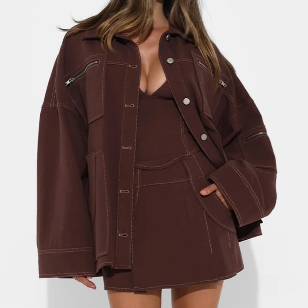 BY.DYLN Avant SET in Chocolate size M (Jacket & Mini Skirt)